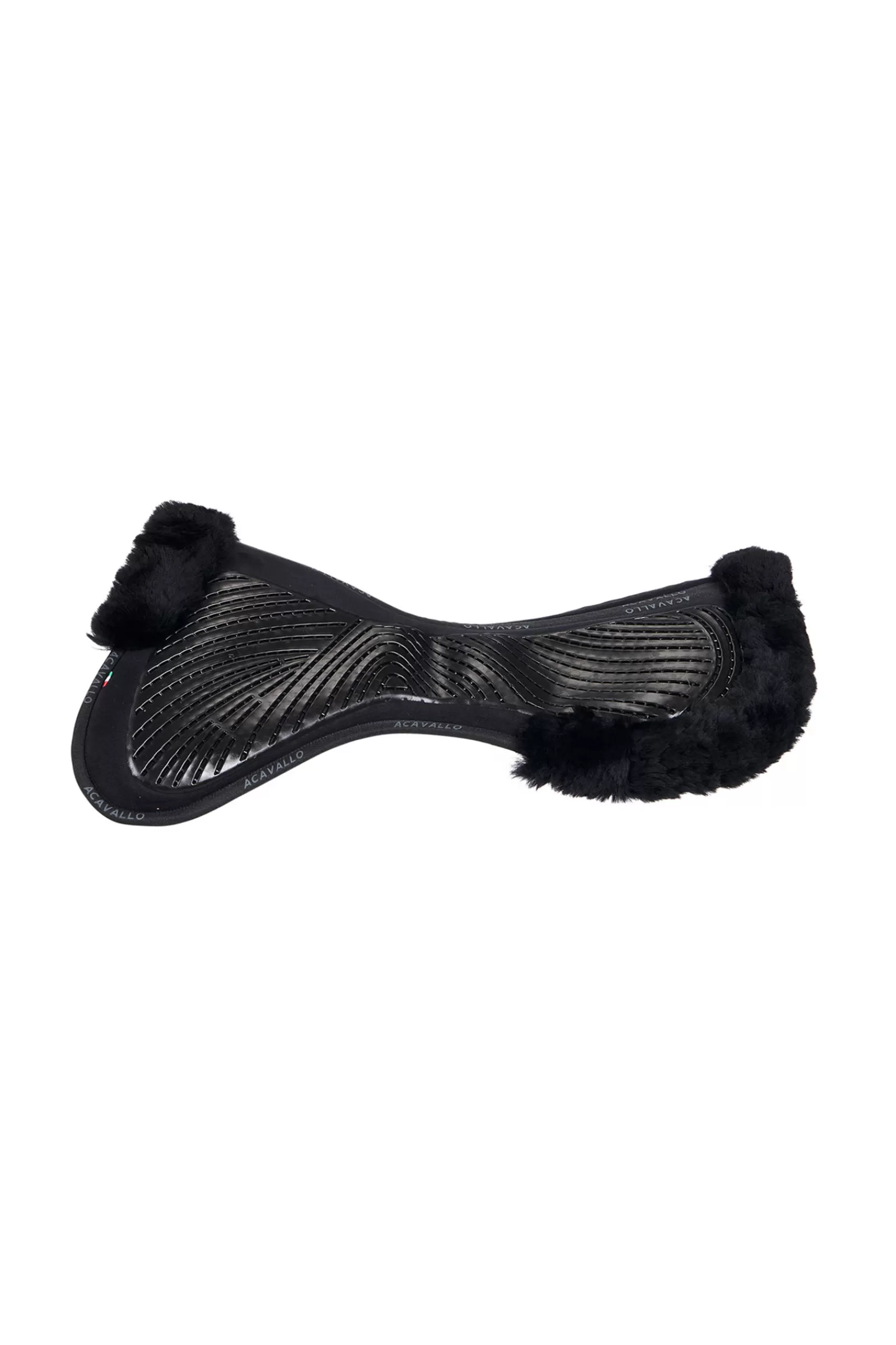 Hot acavallo Close Contact Gel & Memory Foam Zadelonderlegger Met Schapenvacht Black/Black