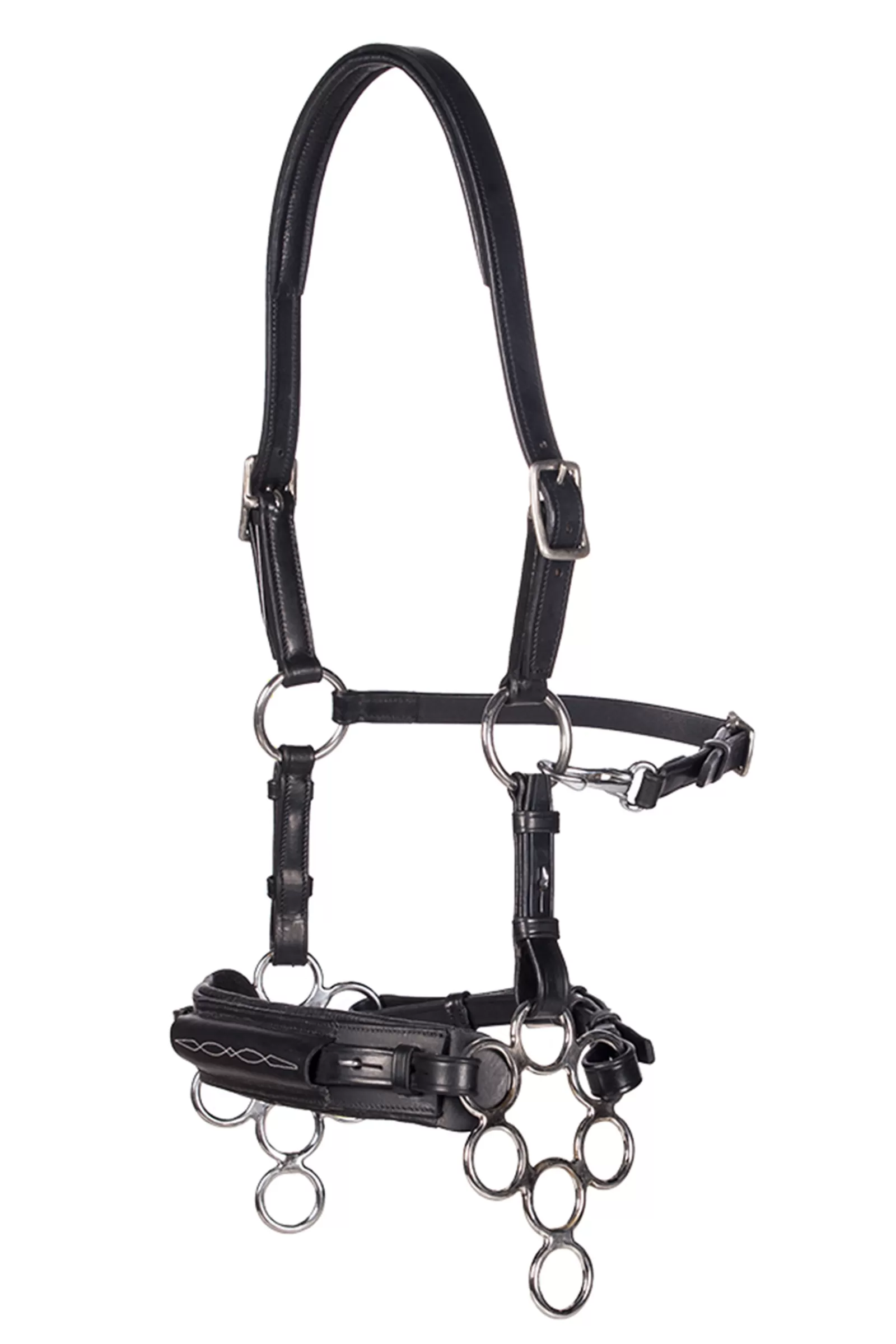 Flash Sale fra Aram Hackamore (System 2) Leder, Kaakriemen, Met Scharen Black