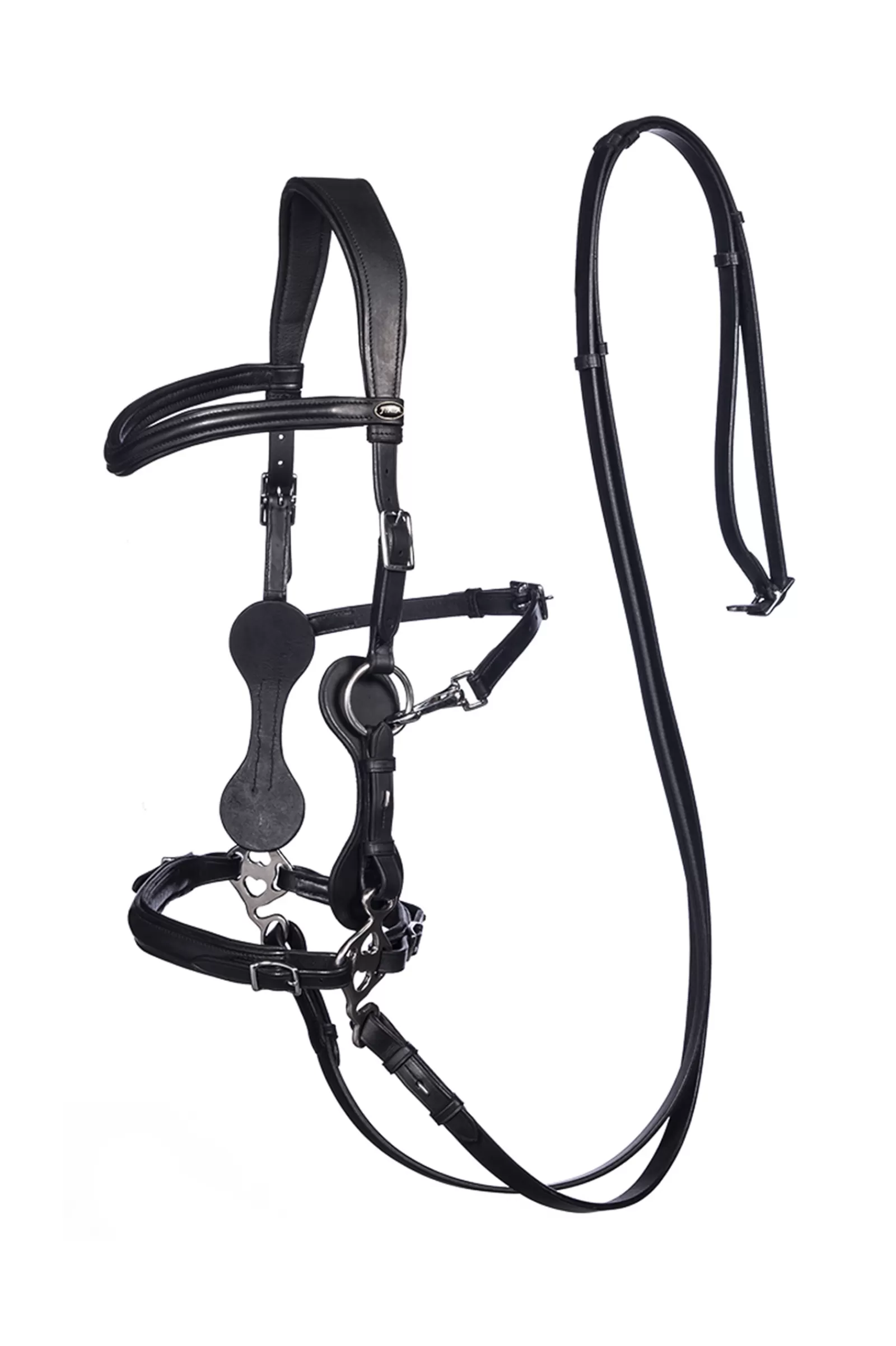 Discount fra Calli Hackamore Hoofdstel (System 2) Met Keelriemen, Scharen & Teugel Black