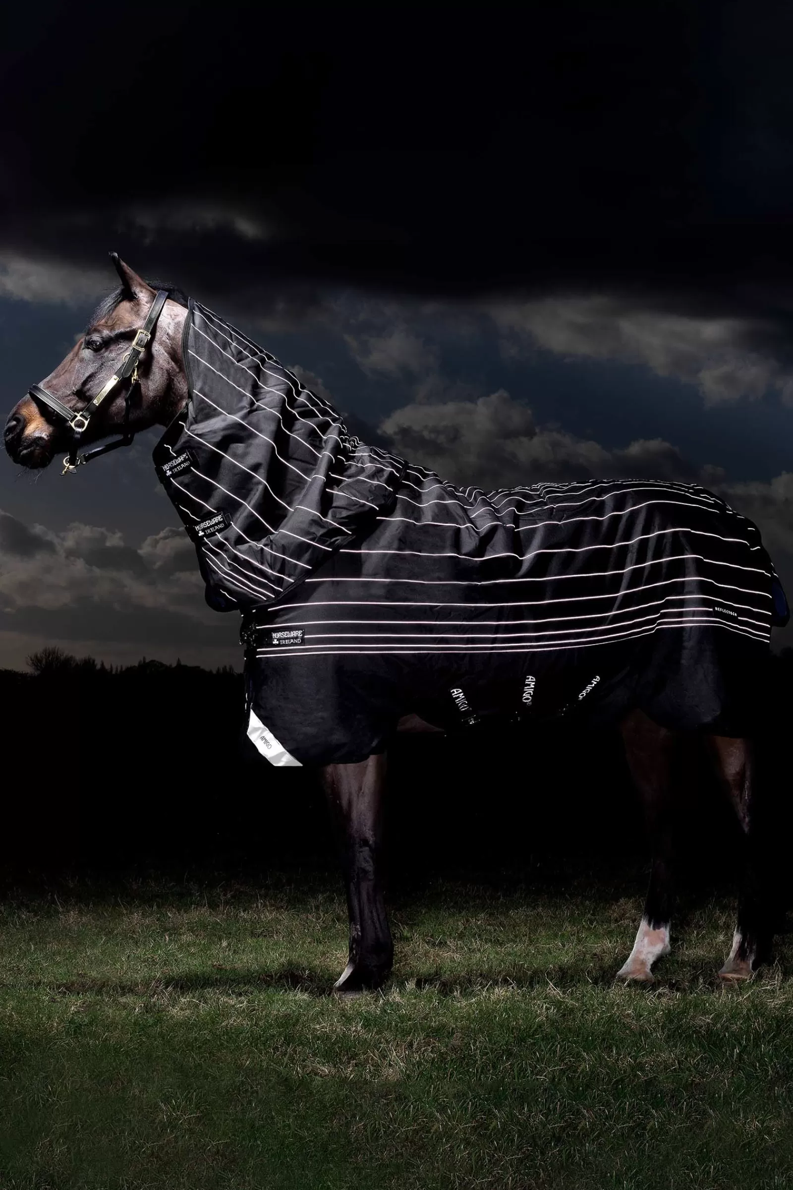 horseware Amigo Bravo 12 Reflective Plus Regendeken Met Afneembare Hals, 250 Grams- Winterdekens