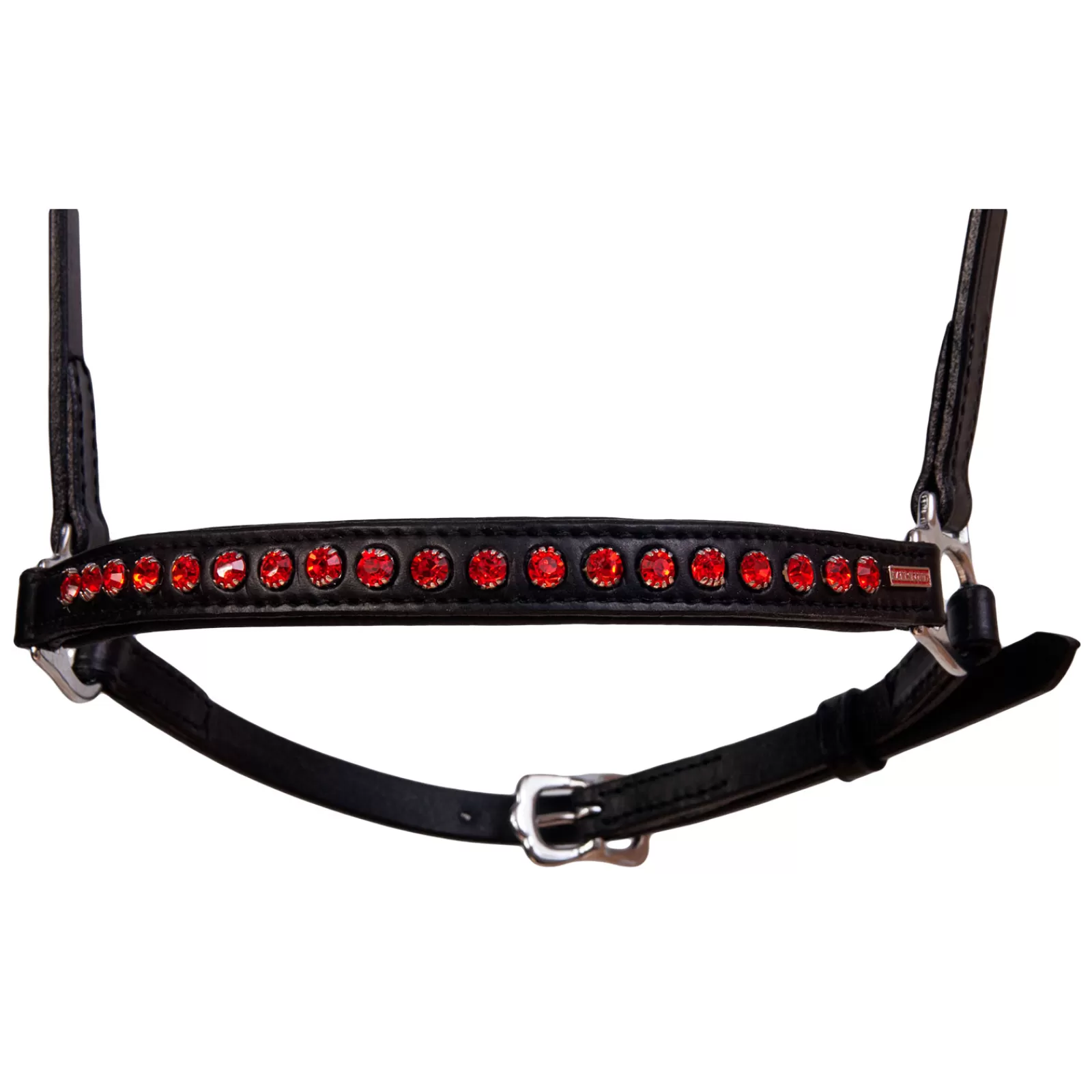 Hot karlslund Neusriem, 1 Rij Kristallen Black/Red