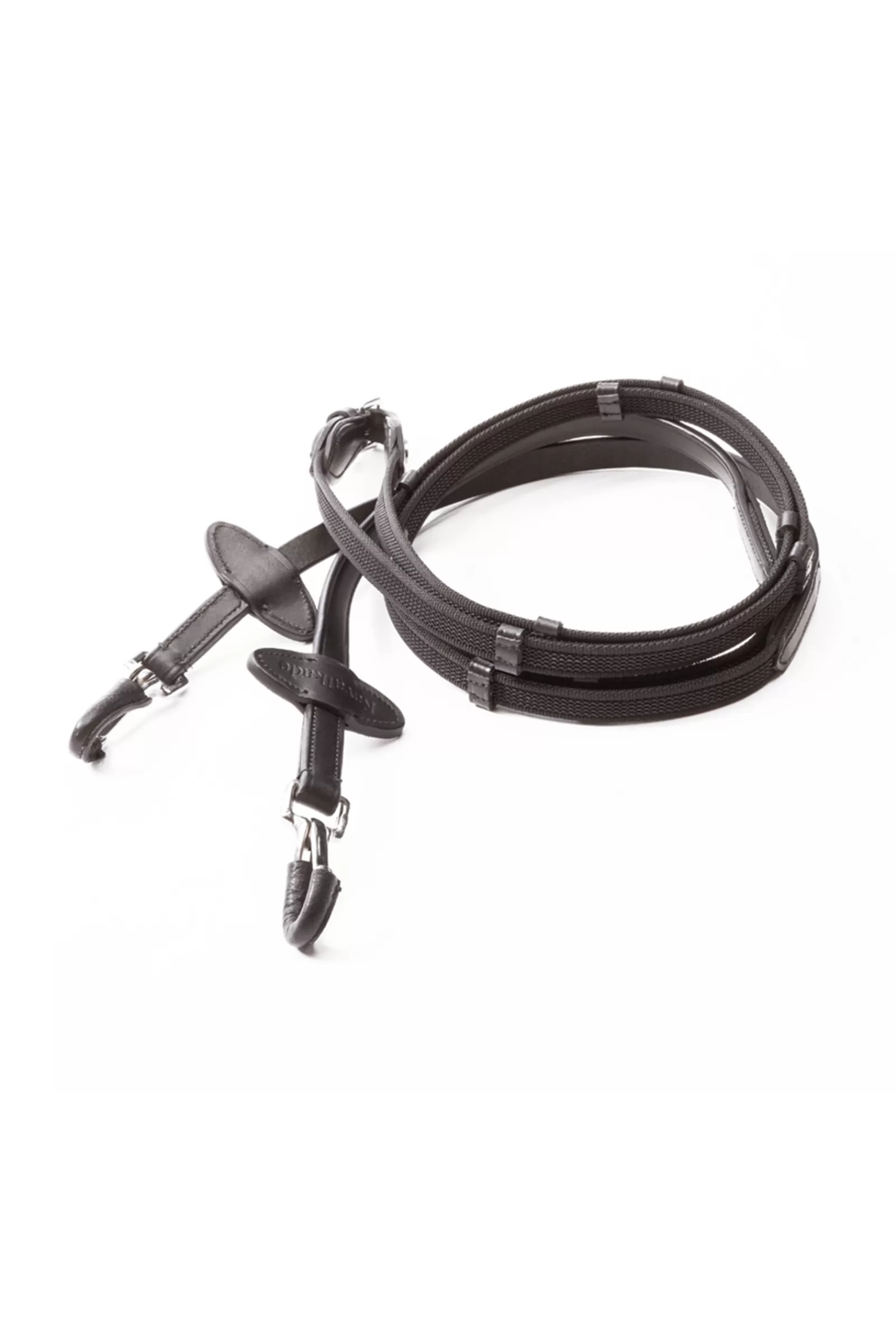 Clearance kavalkade Silent Rubberised Reins With Snap Black